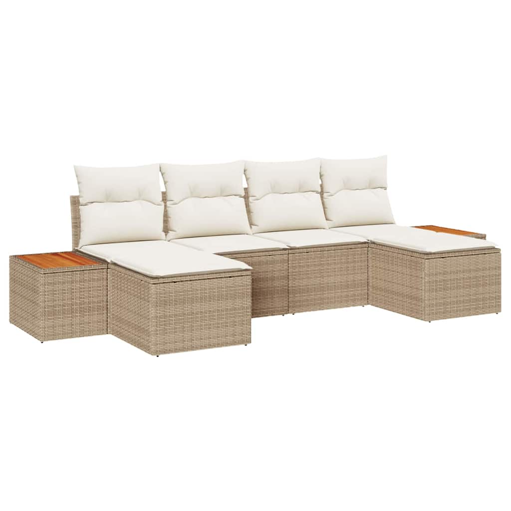 Conjunto de Sofá de Jardim 6 pcs bege e creme 184 x 62 x 85 cm