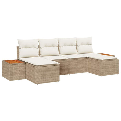 Conjunto de Sofá de Jardim 6 pcs bege e creme 184 x 62 x 85 cm