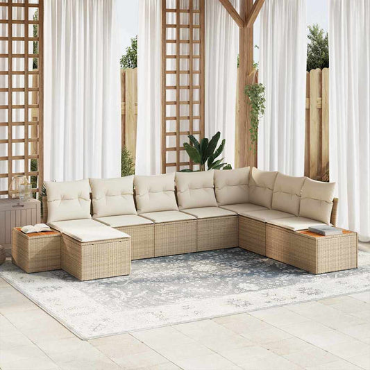 Conjunto de Sofá de Jardim 8 pcs bege e creme 319 x 209 x 85 cm