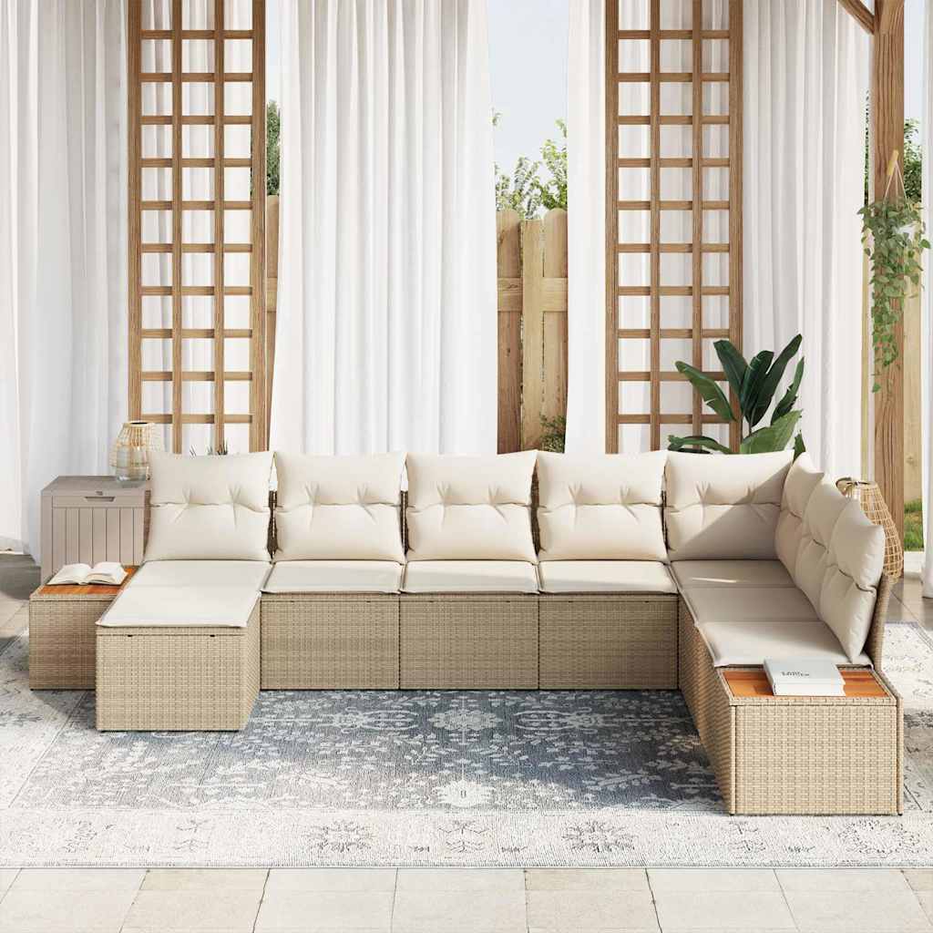 Conjunto de Sofá de Jardim 8 pcs bege e creme 319 x 209 x 85 cm