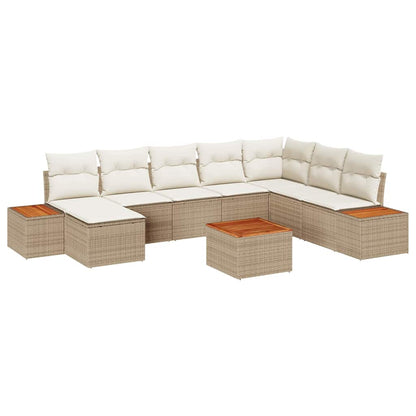 Conjunto de Sofá de Jardim 9 pcs bege e creme 319 x 209 x 85 cm