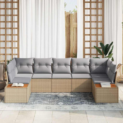 Conjunto de Sofá de Jardim 7 pcs bege e cinzento claro