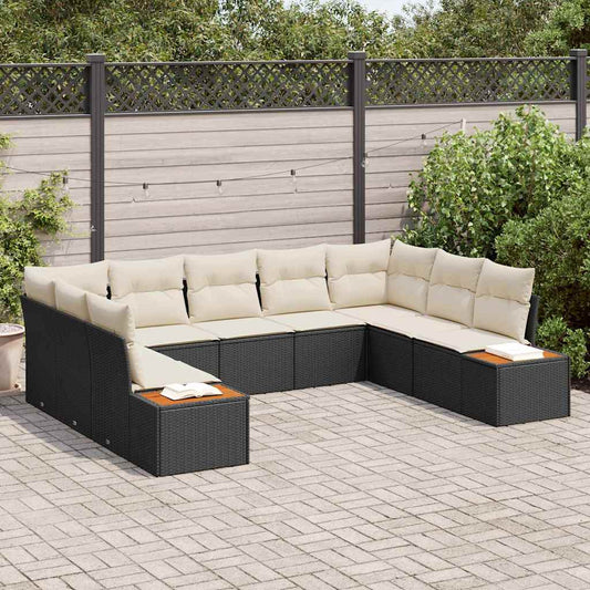 Conjunto de Sofá de Jardim com almofada 5 pcs Preto e creme