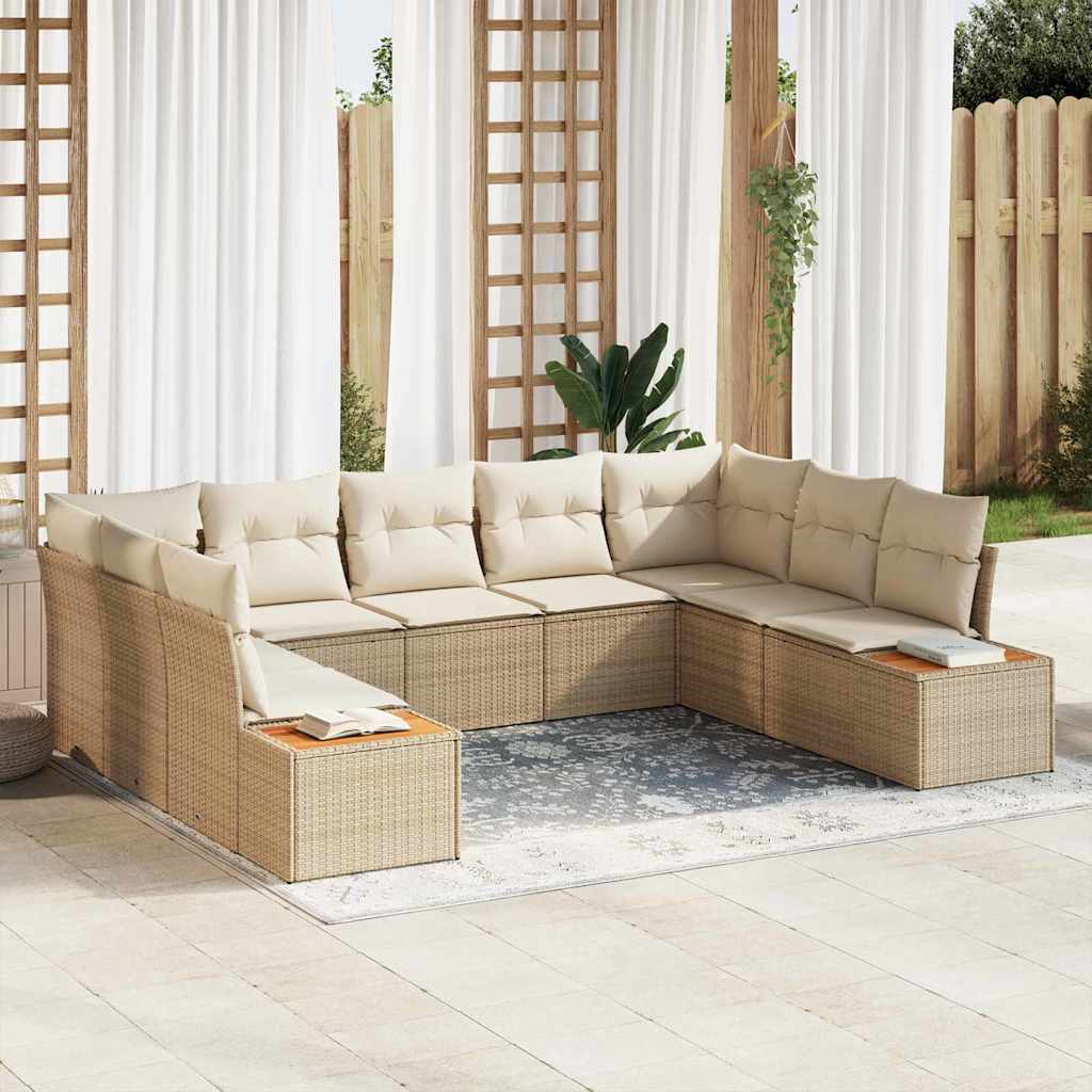 Conjunto de Sofá de Jardim 5 pcs bege e creme 289 x 209 x 85 cm