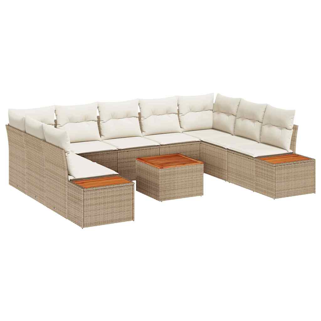 Conjunto de Sofá de Jardim 6 pcs bege e creme 289 x 209 x 85 cm