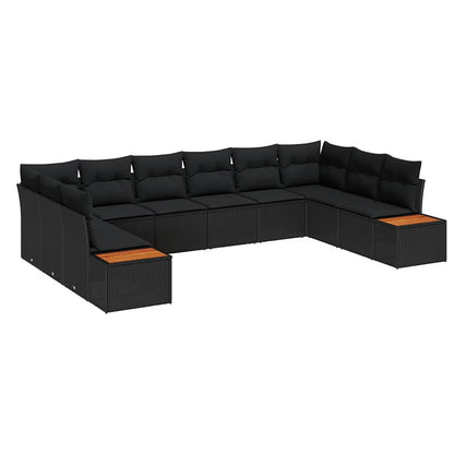Conjunto de Sofá de Jardim 10 pcs Preto 344 x 209 x 85 cm