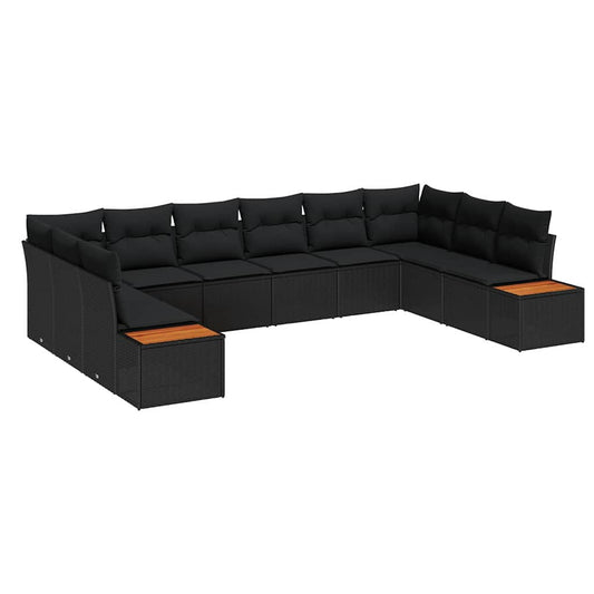 Conjunto de Sofá de Jardim 10 pcs Preto 344 x 209 x 85 cm