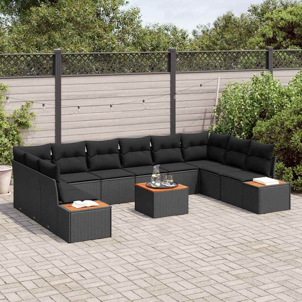 Conjunto de Sofá de Jardim 11 pcs Preto 344 x 209 x 85 cm