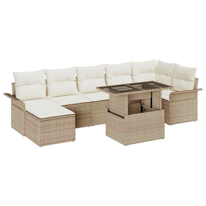 Conjunto de Sofá de Jardim 8 pcs Bege Rattan Sintético