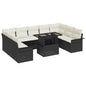 Conjunto de Sofá de Jardim Manual 10 pcs Preto 100 x 55 x 73 cm