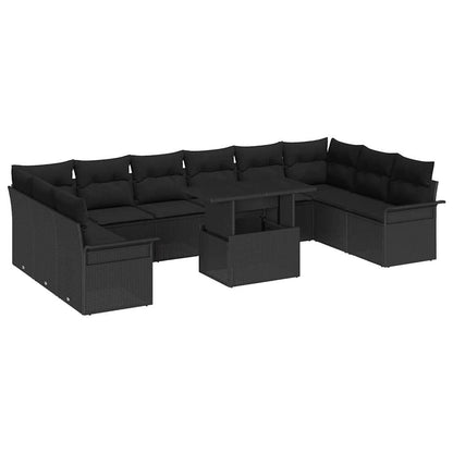 Conjunto de Sofá de Jardim Manual 11 pcs Preto 100 x 55 x 73 cm