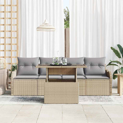 Conjunto de Sofá de Jardim Manual 5 pcs Bege 100 x 55 x 73 cm