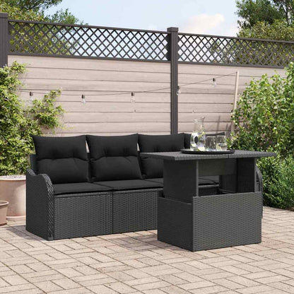 Conjunto de Sofá de Jardim Manual 5 pcs Preto 100 x 55 x 73 cm