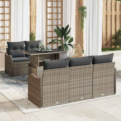 Conjunto de Sofá de Jardim 6 pcs Cinzeto Rattan Sintético