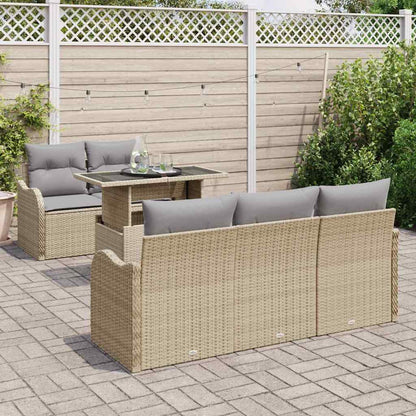 Conjunto de Sofá de Jardim Manual 6 pcs Bege Rattan Sintético