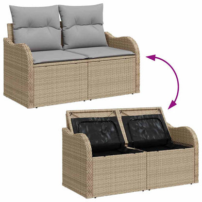 Conjunto de Sofá de Jardim Manual 6 pcs Bege Rattan Sintético