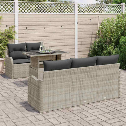 Conjunto de Sofá de Jardim com almofada 6 pcs Cinzento-claro