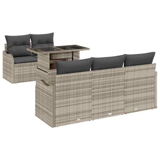 Conjunto de Sofá de Jardim com almofada 6 pcs Cinzento-claro