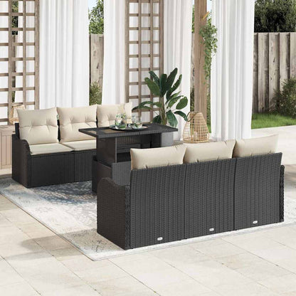 Conjunto de Sofá de Jardim Manual 7 pcs Preto 100 x 55 x 73 cm
