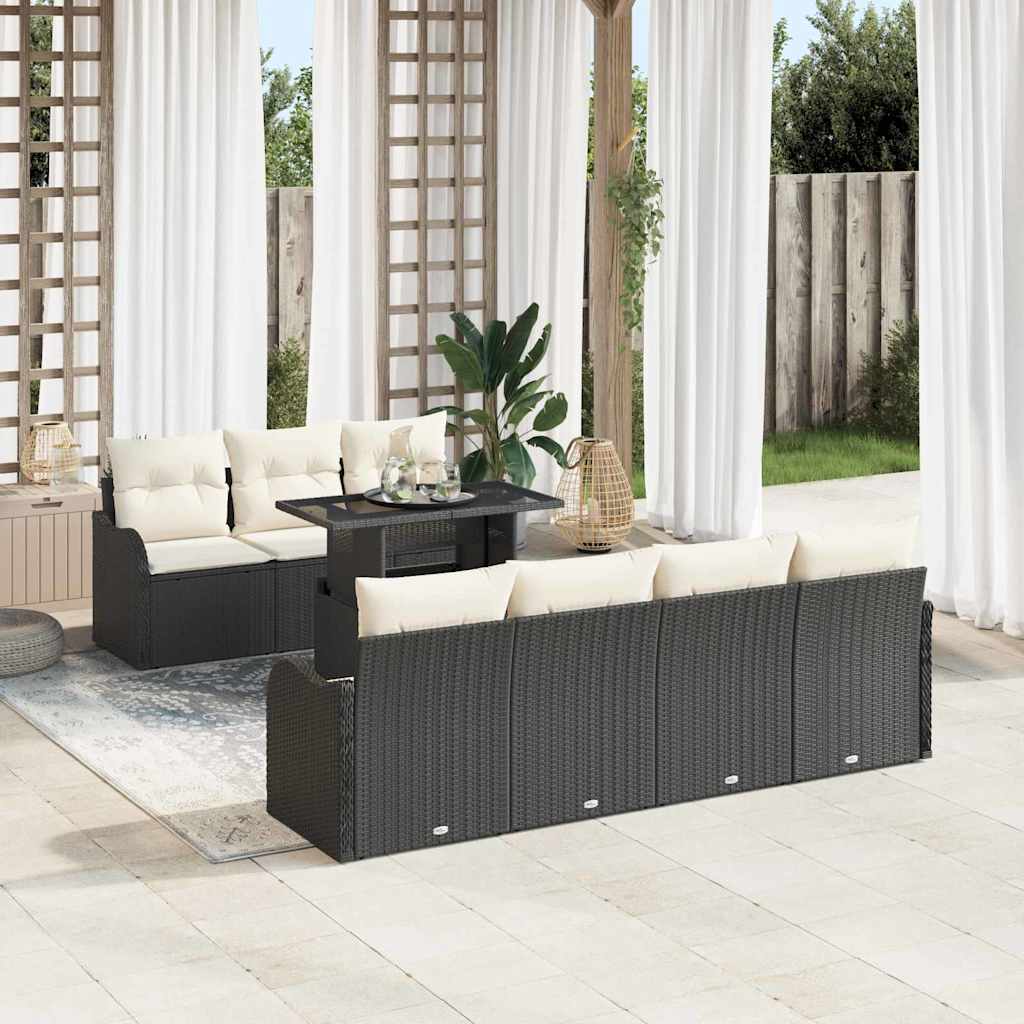 Conjunto de Sofá de Jardim Manual 8 pcs Preto 100 x 55 x 73 cm