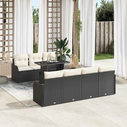 Conjunto de Sofá de Jardim Manual 8 pcs Preto 100 x 55 x 73 cm
