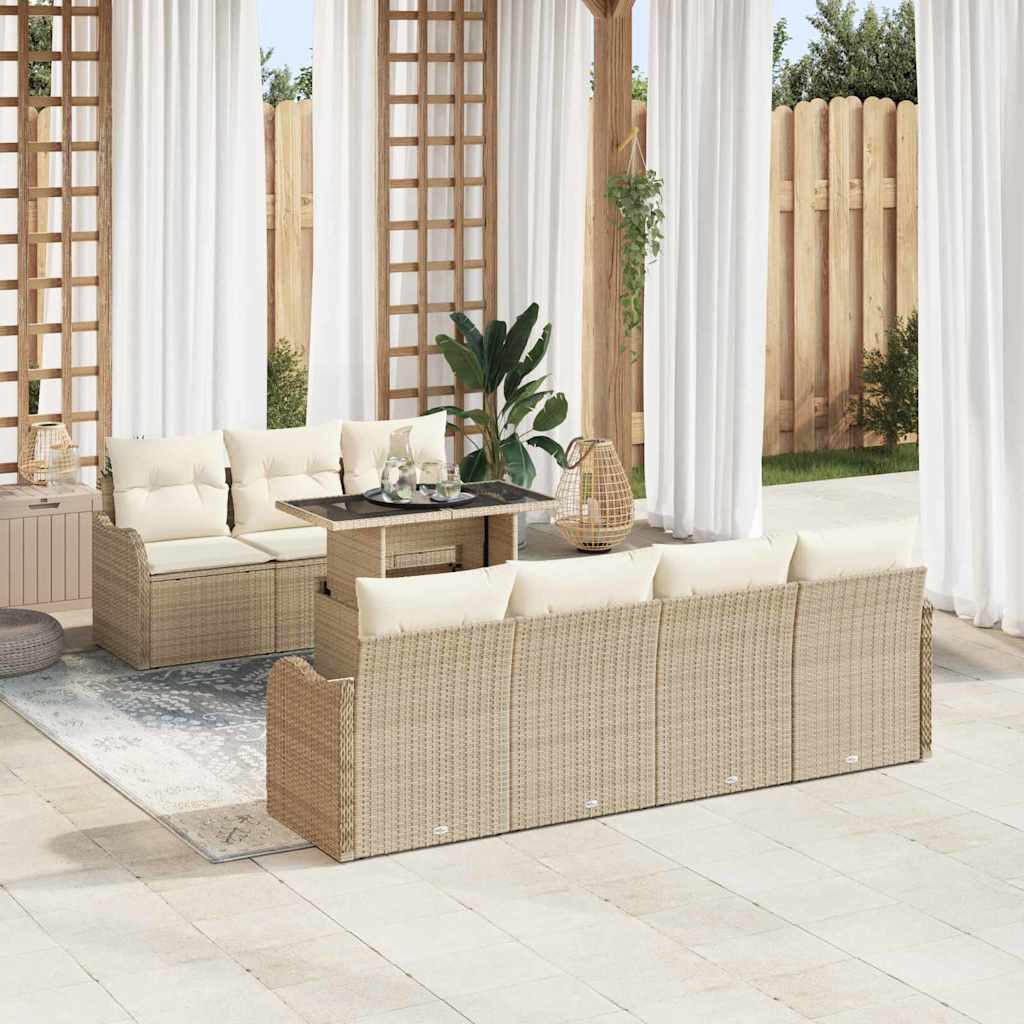 Conjunto de Sofá de Jardim Manual 8 pcs Bege 100 x 55 x 73 cm