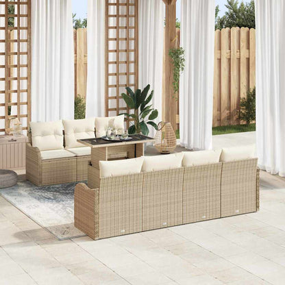 Conjunto de Sofá de Jardim Manual 8 pcs Bege 100 x 55 x 73 cm