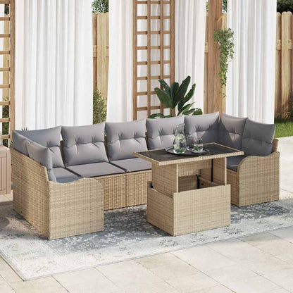 Conjunto de Sofá de Jardim Manual 8 pcs Bege 100 x 55 x 73 cm
