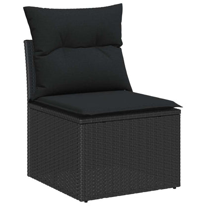 Conjunto de Sofá de Jardim Manual 8 pcs Preto Rattan Sintético