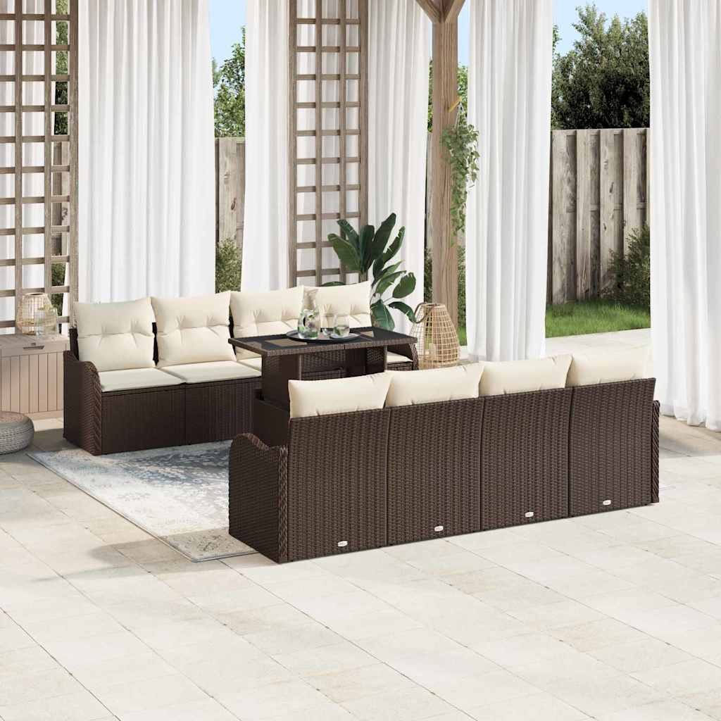 Conjunto de Sofá de Jardim 9 pcs Castanho 100 x 55 x 73 cm
