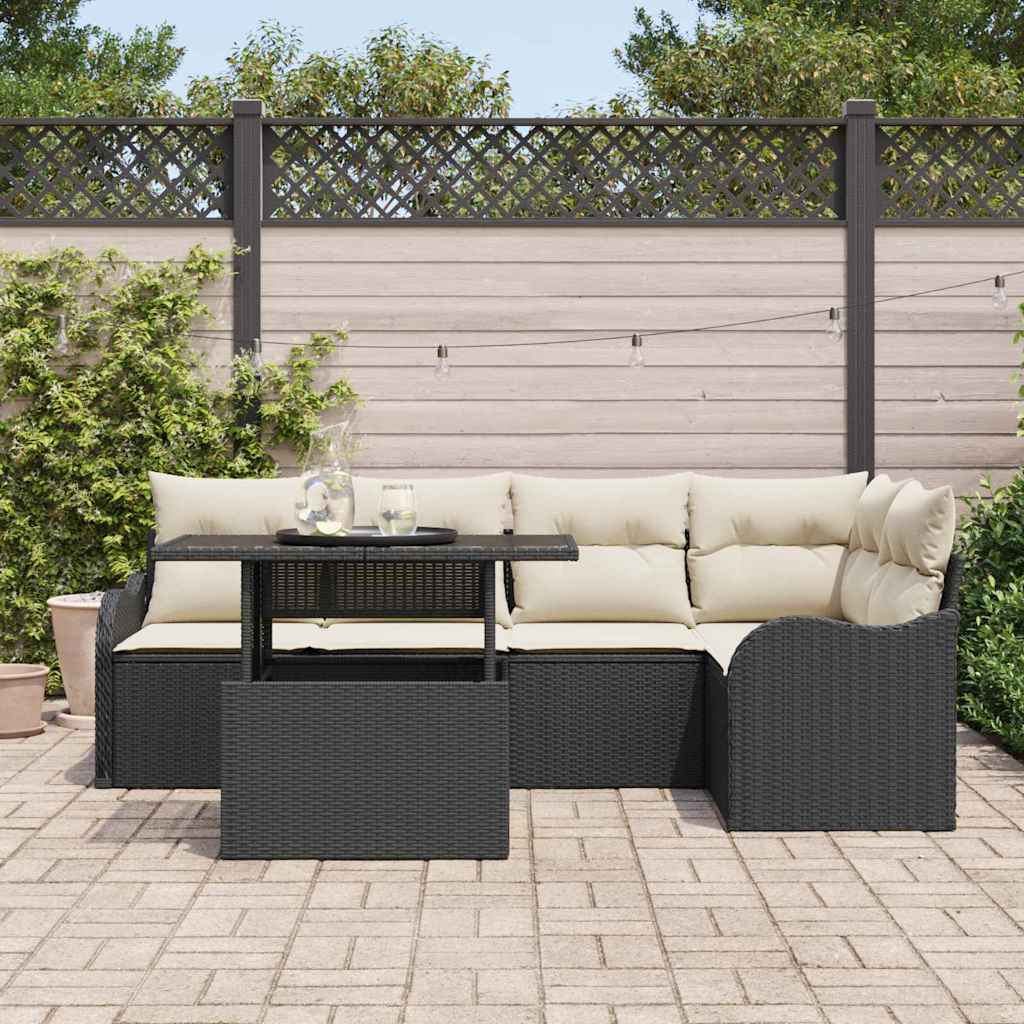 Conjunto de Sofá de Jardim Manual 6 pcs Preto 100 x 55 x 73 cm