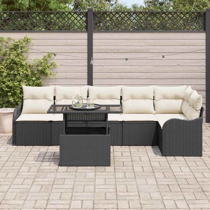 Conjunto de Sofá de Jardim Manual 7 pcs Preto 100 x 55 x 73 cm