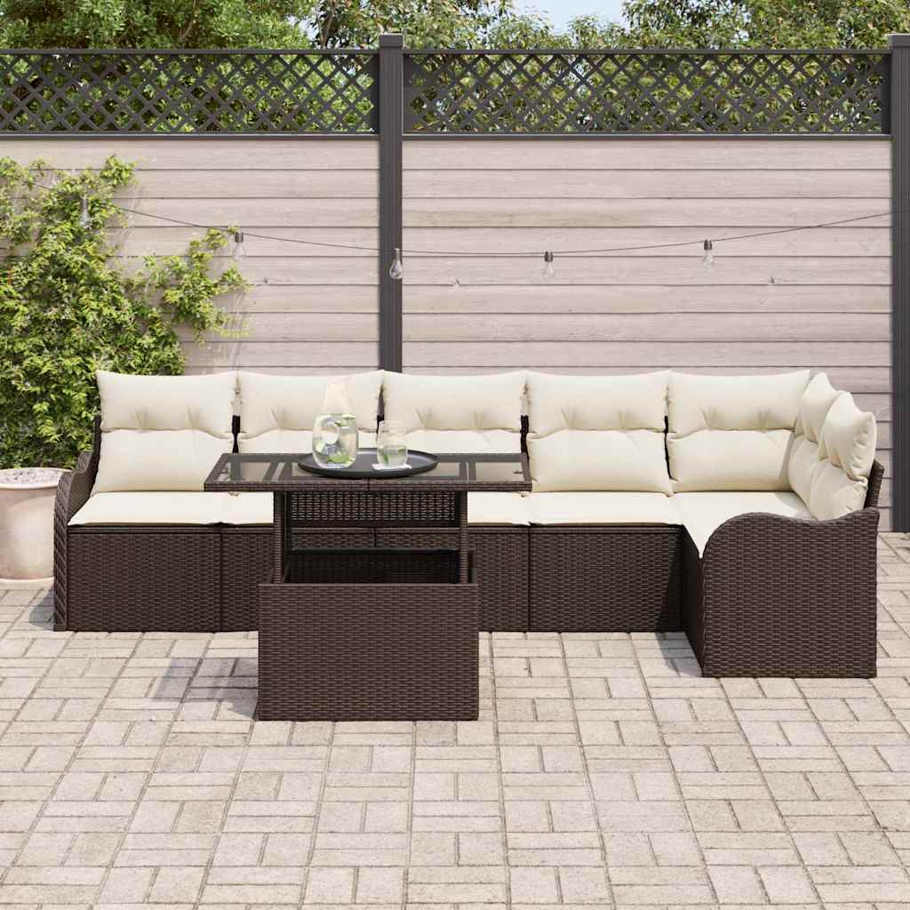 Conjunto de Sofá de Jardim 7 pcs Castanho 100 x 55 x 73 cm