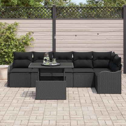 Conjunto de Sofá de Jardim Manual 7 pcs Preto 100 x 55 x 73 cm