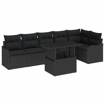 Conjunto de Sofá de Jardim Manual 7 pcs Preto 100 x 55 x 73 cm