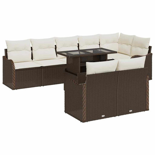 Conjunto de Sofá de Jardim 9 pcs Castanho 100 x 55 x 73 cm