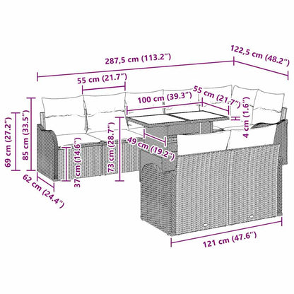 Conjunto de Sofá de Jardim com almofada 9 pcs Cinzento-claro