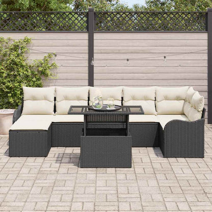 Conjunto de Sofá de Jardim 8 pcs Preto Rattan Sintético