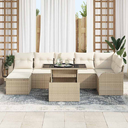 Conjunto de Sofá de Jardim 8 pcs Bege Rattan Sintético