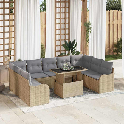 Conjunto de Sofá de Jardim Manual 10 pcs Bege 100 x 55 x 73 cm
