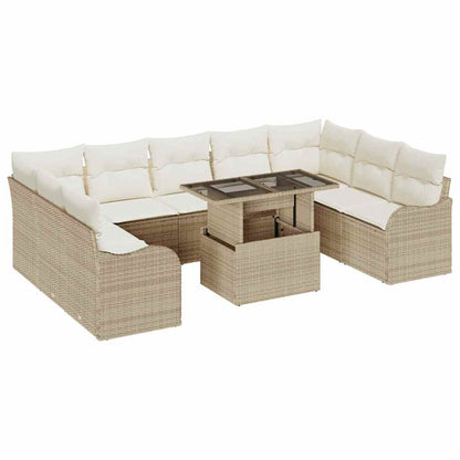 Conjunto de Sofá de Jardim Manual 10 pcs Bege 100 x 55 x 73 cm
