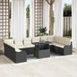 Conjunto de Sofá de Jardim Manual 11 pcs Preto 100 x 55 x 73 cm