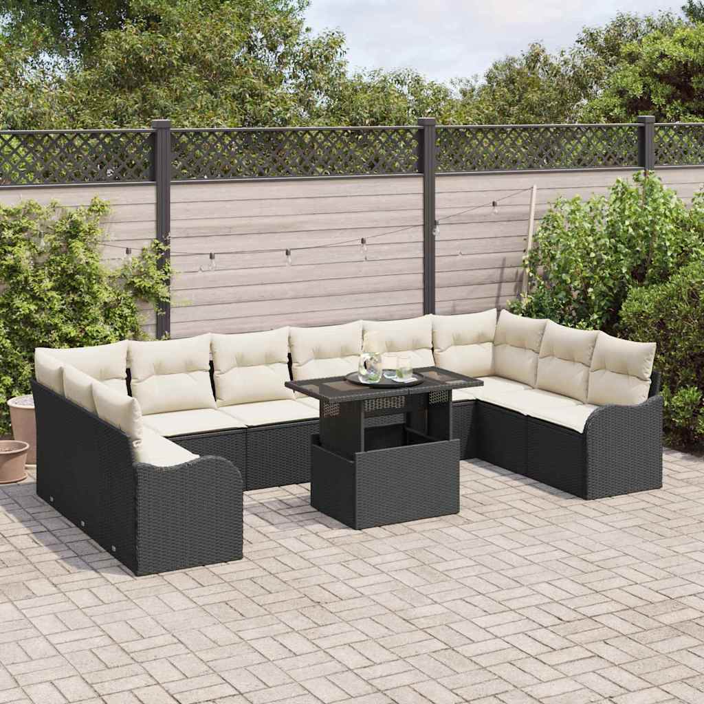 Conjunto de Sofá de Jardim Manual 11 pcs Preto 100 x 55 x 73 cm