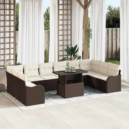 Conjunto de Sofá de Jardim 11 pcs Castanho 100 x 55 x 73 cm