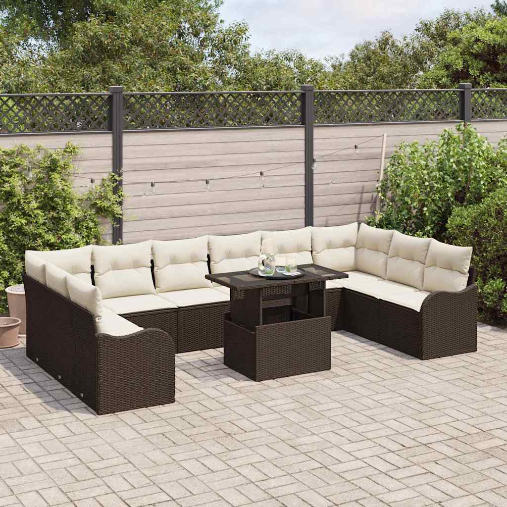Conjunto de Sofá de Jardim 11 pcs Castanho 100 x 55 x 73 cm