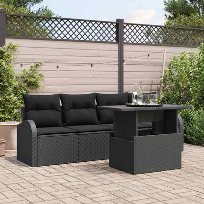 Conjunto de Sofá de Jardim Manual 5 pcs Preto 100 x 55 x 73 cm