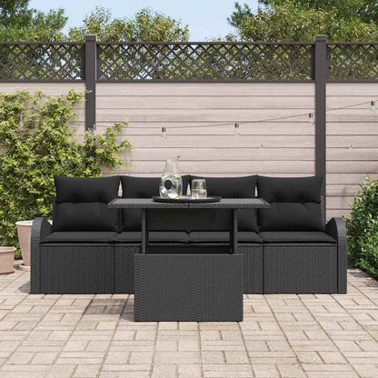 Conjunto de Sofá de Jardim Manual 5 pcs Preto 100 x 55 x 73 cm