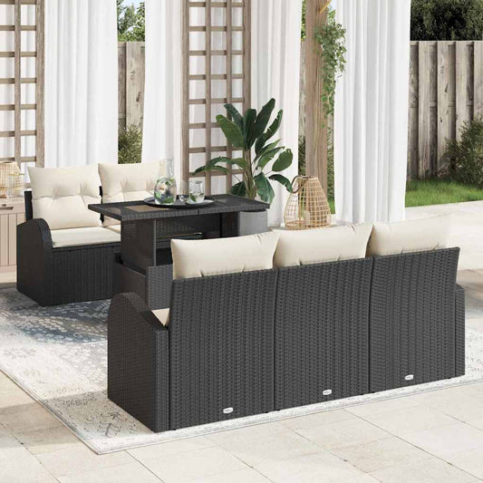 Conjunto de Sofá de Jardim Manual 6 pcs Preto 100 x 55 x 73 cm