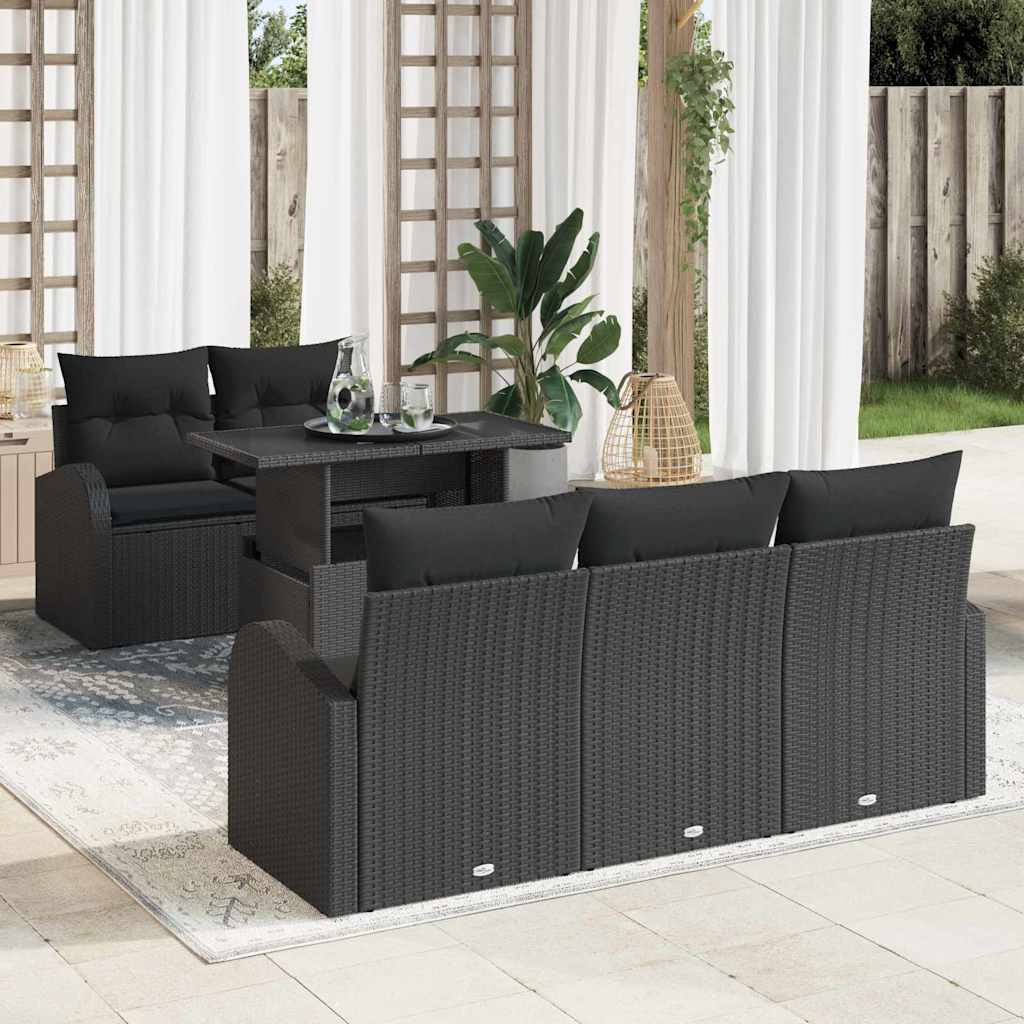 Conjunto de Sofá de Jardim Manual 6 pcs Preto 100 x 55 x 73 cm