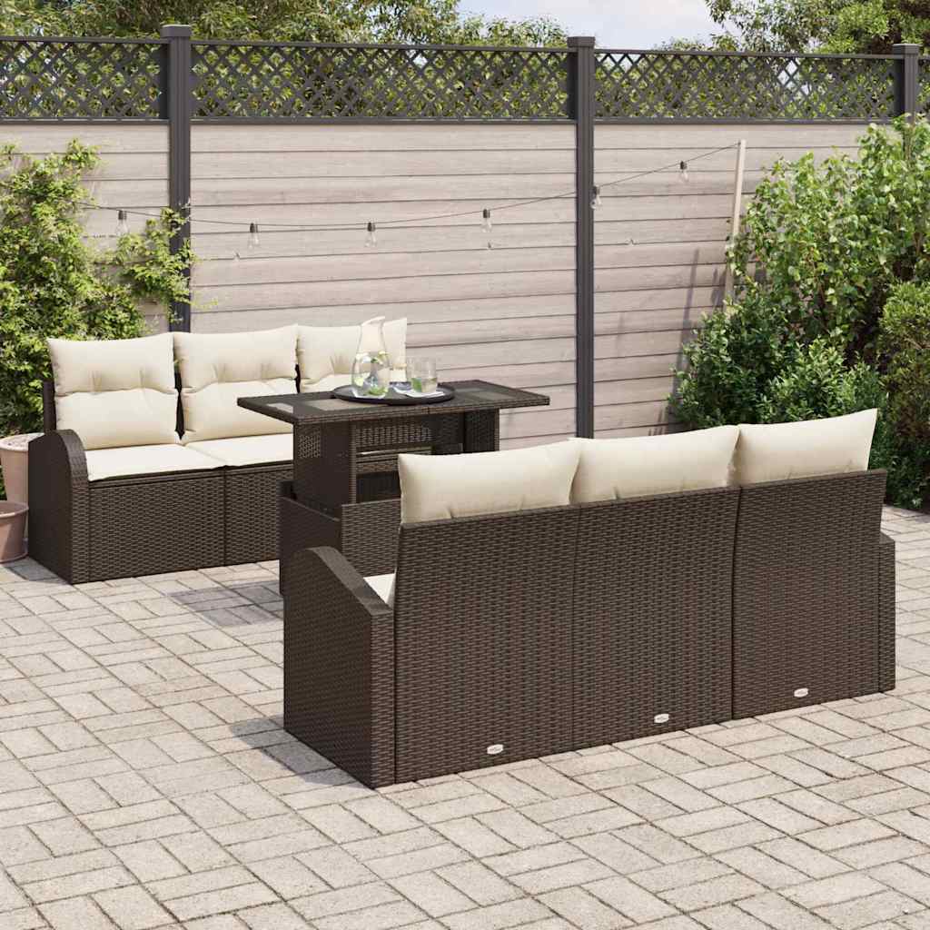 Conjunto de Sofá de Jardim 7 pcs Castanho 100 x 55 x 73 cm
